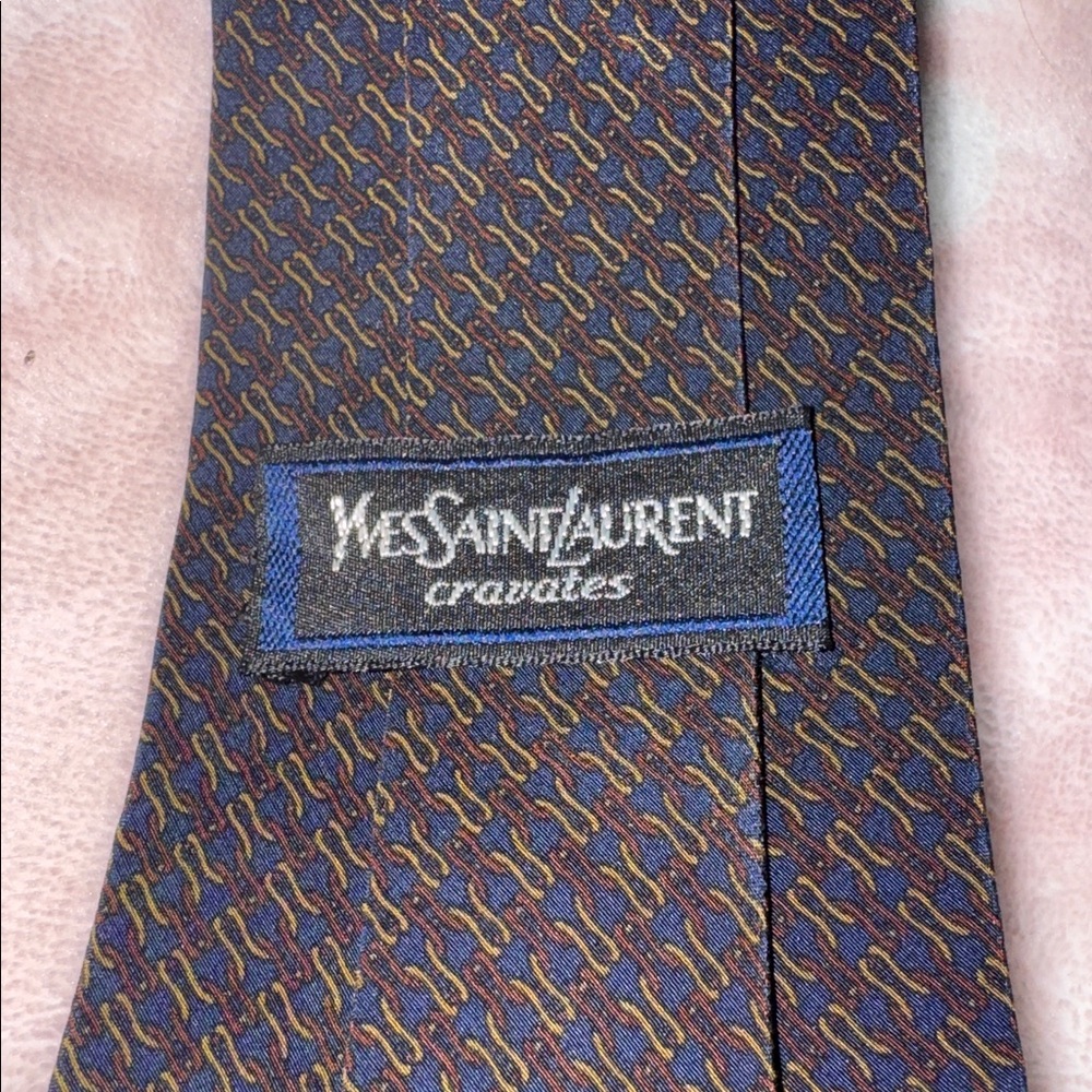 YSL Yves Saint Laurent silk Brown Tie Made in Italy
